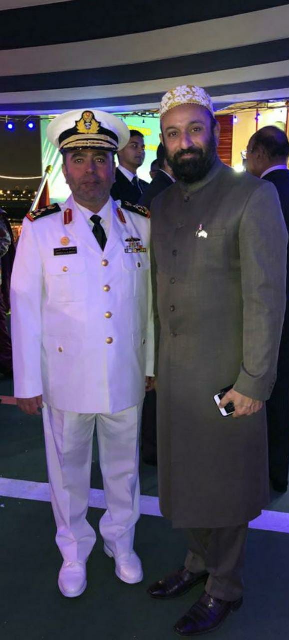 Dr.  Mustafa Saasa with Brigadier Abdulla Al Shehhi - Deputy Commander of UAE Navy During On Board Reception of Indian Coast Guard Ship - Samudra Pehredar at Port Rashid, Dubai – UAE on 2nd February 2020.